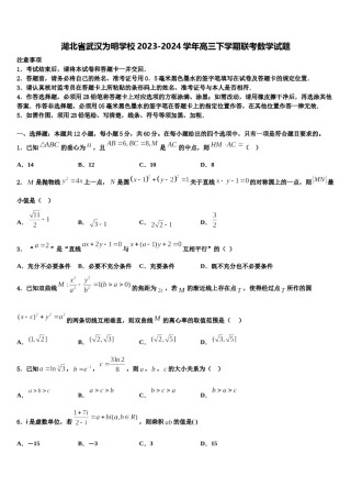 湖北省武汉为明学校2023-2024学年高三下学期联考数学试题含解析.doc