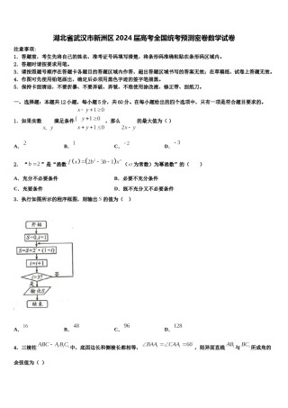 湖北省武汉市新洲区2024届高考全国统考预测密卷数学试卷含解析.doc