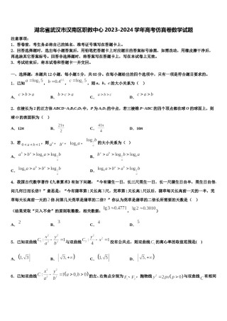 湖北省武汉市汉南区职教中心2023-2024学年高考仿真卷数学试题含解析.doc