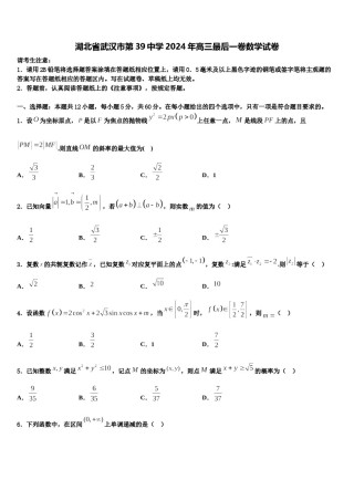湖北省武汉市第39中学2024年高三最后一卷数学试卷含解析.doc