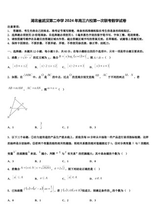 湖北省武汉第二中学2024年高三六校第一次联考数学试卷含解析.doc