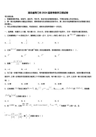 湖北省荆门市2024届高考数学三模试卷含解析.doc