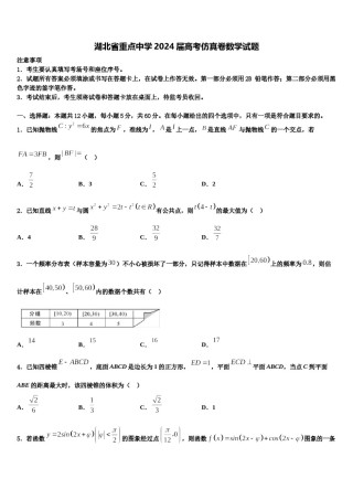 湖北省重点中学2024届高考仿真卷数学试题含解析.doc