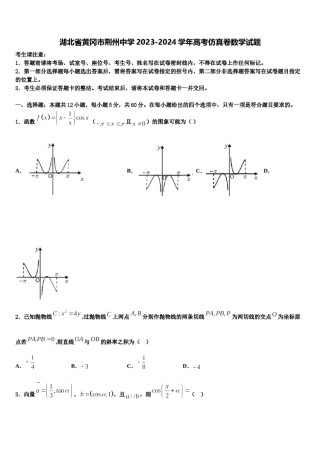 湖北省黄冈市荆州中学2023-2024学年高考仿真卷数学试题含解析.doc