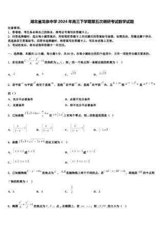 湖北省龙泉中学2024年高三下学期第五次调研考试数学试题含解析.doc