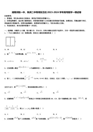湖南浏阳一中、株洲二中等湘东五校2023-2024学年高考数学一模试卷含解析.doc