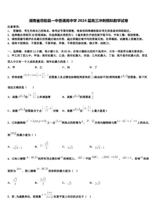 湖南省岳阳县一中普通高中学2024届高三冲刺模拟数学试卷含解析.doc