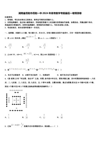 湖南省岳阳市岳阳一中2024年高考数学考前最后一卷预测卷含解析.doc