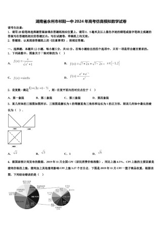 湖南省永州市祁阳一中2024年高考仿真模拟数学试卷含解析.doc