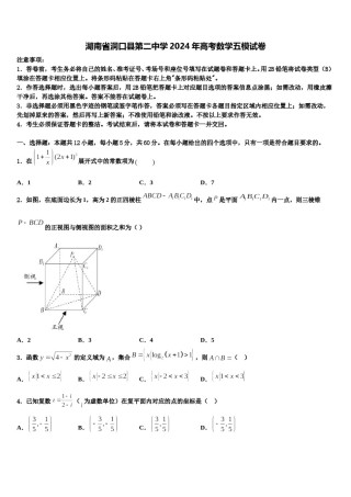 湖南省洞口县第二中学2024年高考数学五模试卷含解析.doc