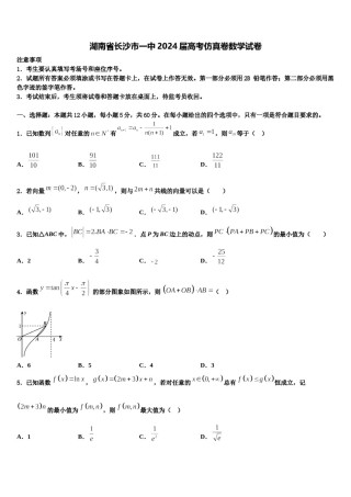湖南省长沙市一中2024届高考仿真卷数学试卷含解析.doc