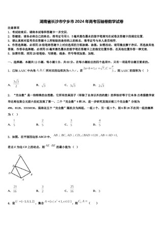 湖南省长沙市宁乡市2024年高考压轴卷数学试卷含解析.doc