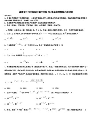 湖南省长沙市望城区第二中学2024年高考数学必刷试卷含解析.doc