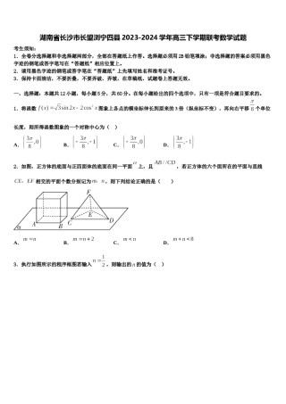 湖南省长沙市长望浏宁四县2023-2024学年高三下学期联考数学试题含解析.doc