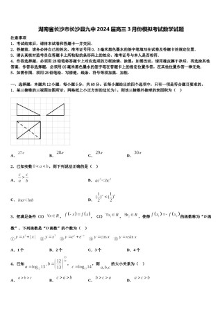 湖南省长沙市长沙县九中2024届高三3月份模拟考试数学试题含解析.doc