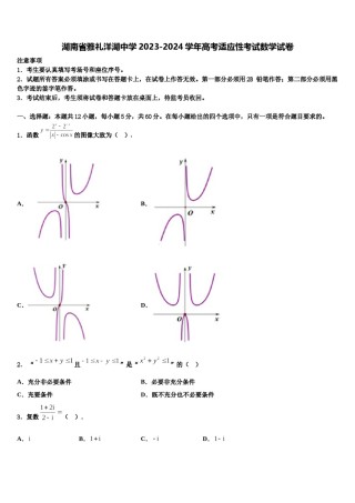 湖南省雅礼洋湖中学2023-2024学年高考适应性考试数学试卷含解析.doc