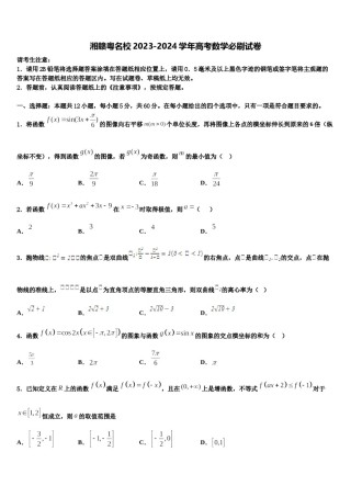 湘赣粤名校2023-2024学年高考数学必刷试卷含解析.doc