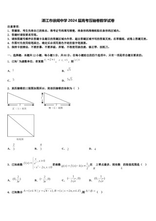 湛江市徐闻中学2024届高考压轴卷数学试卷含解析.doc