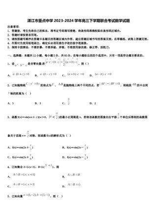 湛江市重点中学2023-2024学年高三下学期联合考试数学试题含解析.doc