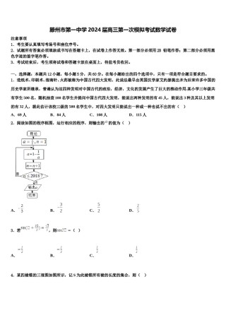 滕州市第一中学2024届高三第一次模拟考试数学试卷含解析.doc