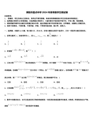 濮阳市重点中学2024年高考数学五模试卷含解析.doc