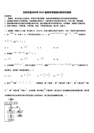 玉树市重点中学2024届高考考前提分数学仿真卷含解析.doc