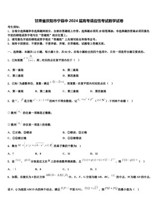 甘肃省庆阳市宁县中2024届高考适应性考试数学试卷含解析.doc