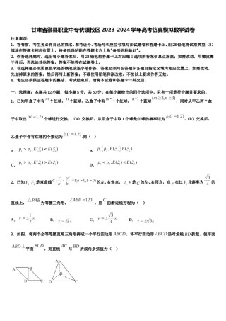 甘肃省徽县职业中专伏镇校区2023-2024学年高考仿真模拟数学试卷含解析.doc