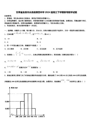 甘肃省金昌市永昌县第四中学2024届高三下学期联考数学试题含解析.doc