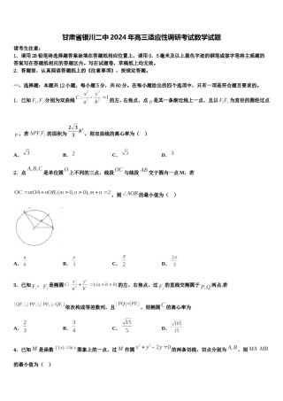 甘肃省银川二中2024年高三适应性调研考试数学试题含解析.doc