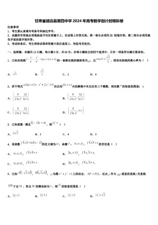 甘肃省靖远县第四中学2024年高考数学倒计时模拟卷含解析.doc