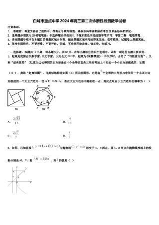 白城市重点中学2024年高三第二次诊断性检测数学试卷含解析.doc