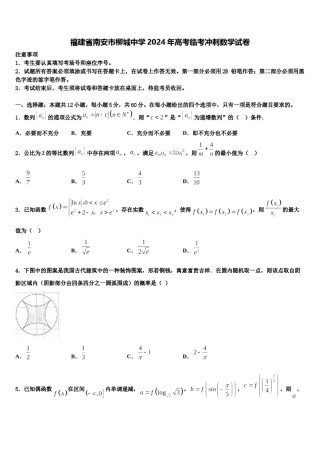 福建省南安市柳城中学2024年高考临考冲刺数学试卷含解析.doc