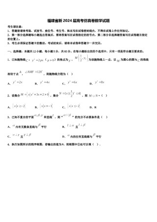福建省新2024届高考仿真卷数学试题含解析.doc