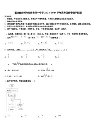 福建省泉州市南安市第一中学2023-2024学年高考仿真卷数学试题含解析.doc