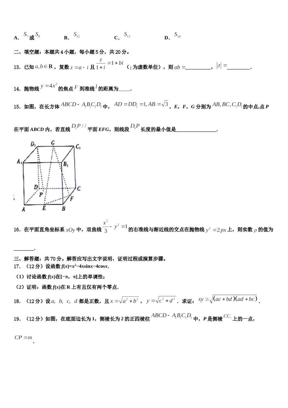 福建省漳州市平和县第一中学2023-2024学年高考冲刺模拟数学试题含解析.doc_第3页