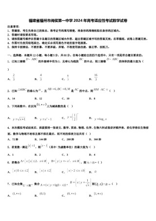 福建省福州市闽侯第一中学2024年高考适应性考试数学试卷含解析.doc