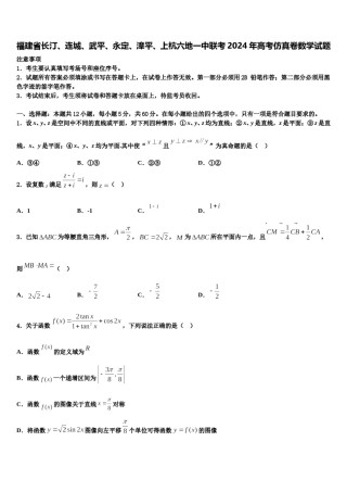 福建省长汀、连城、武平、永定、漳平、上杭六地一中联考2024年高考仿真卷数学试题含解析.doc