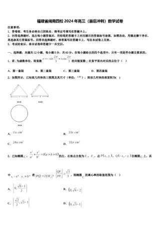 福建省闽南四校2024年高三（最后冲刺）数学试卷含解析.doc