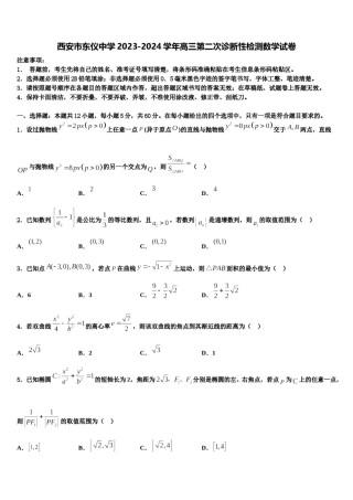 西安市东仪中学2023-2024学年高三第二次诊断性检测数学试卷含解析.doc