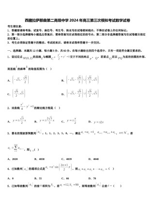 西藏拉萨那曲第二高级中学2024年高三第三次模拟考试数学试卷含解析.doc