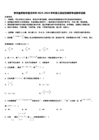贵州省贵阳市重点中学2023-2024学年高三适应性调研考试数学试题含解析.doc