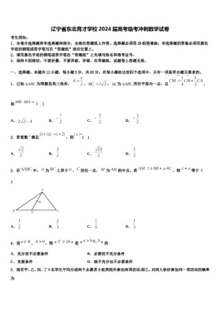 辽宁省东北育才学校2024届高考临考冲刺数学试卷含解析.doc