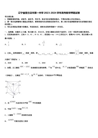 辽宁省普兰店市第一中学2023-2024学年高考数学押题试卷含解析.doc
