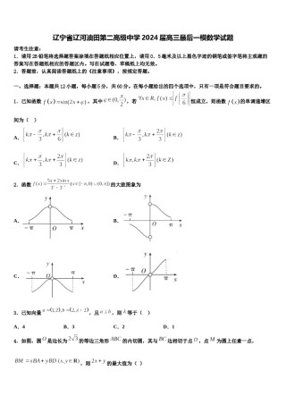辽宁省辽河油田第二高级中学2024届高三最后一模数学试题含解析.doc