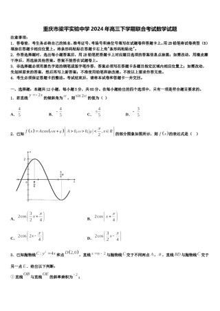 重庆市梁平实验中学2024年高三下学期联合考试数学试题含解析.doc