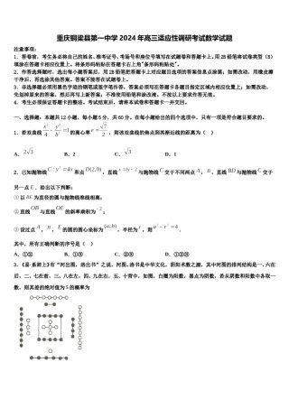 重庆铜梁县第一中学2024年高三适应性调研考试数学试题含解析.doc