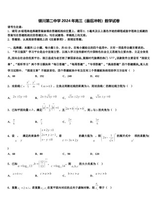 银川第二中学2024年高三（最后冲刺）数学试卷含解析.doc
