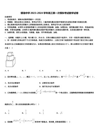 镇海中学2023-2024学年高三第一次模拟考试数学试卷含解析.doc