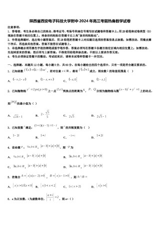 陕西省西安电子科技大学附中2024年高三考前热身数学试卷含解析.doc